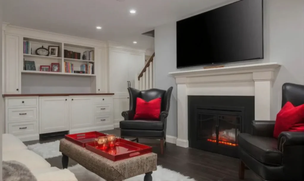 Living room with fireplace