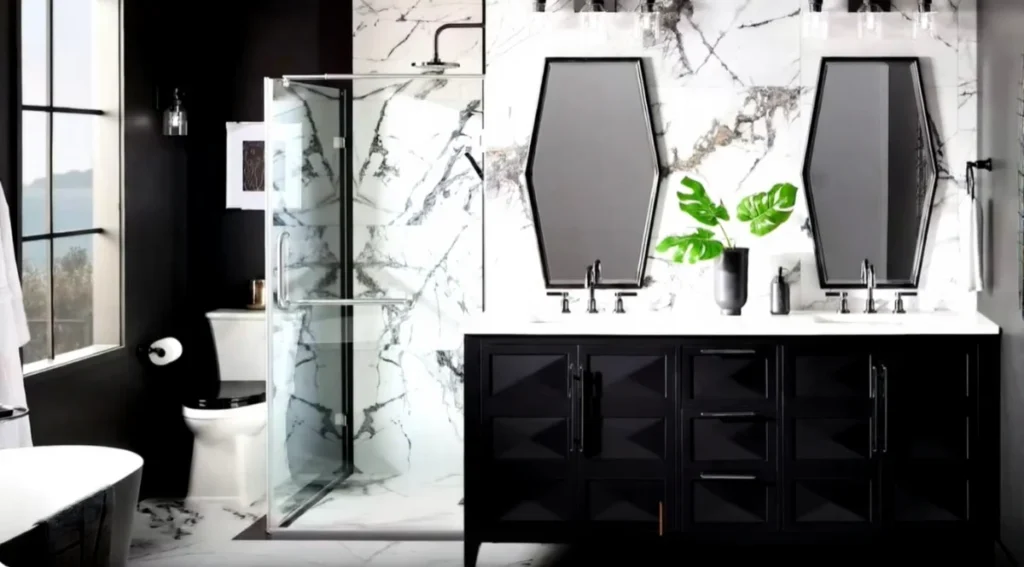 bathroom with Chakor Mirror with shower